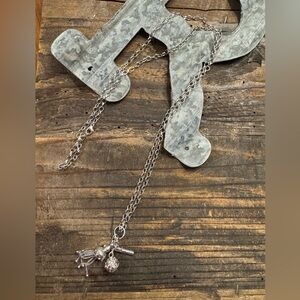 Monica Rich Kosann Sterling Silver Tassle Toggle Charm Sapphire Necklace